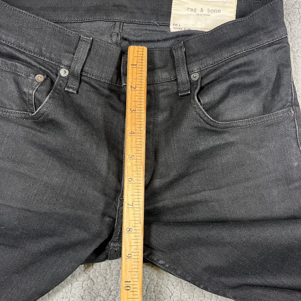Rag & Bone Fit 1 Extra Slim Black Jeans Mens 31 Made in USA Button Fly 5831 - Picture 10 of 13